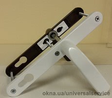 Ручка входной двери широкая, 92 мм, для наружной ламинации, бело-коричневая